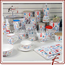 colorful design ceramic tableware with full decal